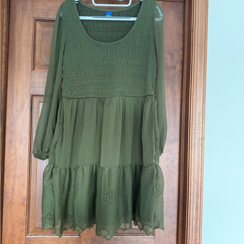 Old Navy Olive Green Smocked Dress